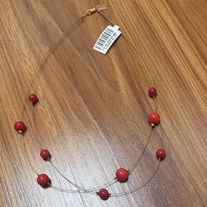 NWT Chic Red Beaded Necklace Murano Glass